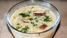 शैंपेन के साथ दूध का सूप दूध के साथ ताजे मशरूम से बना मशरूम सूप